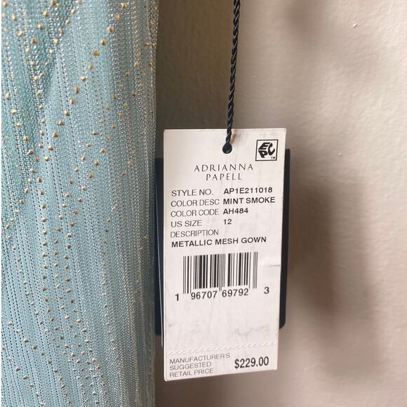 NWT ADRIANNA PAPELL DRESS GOWN 12 GREEN MOTHER OF BRIDE FORMAL EVENING - Picture 4 of 16